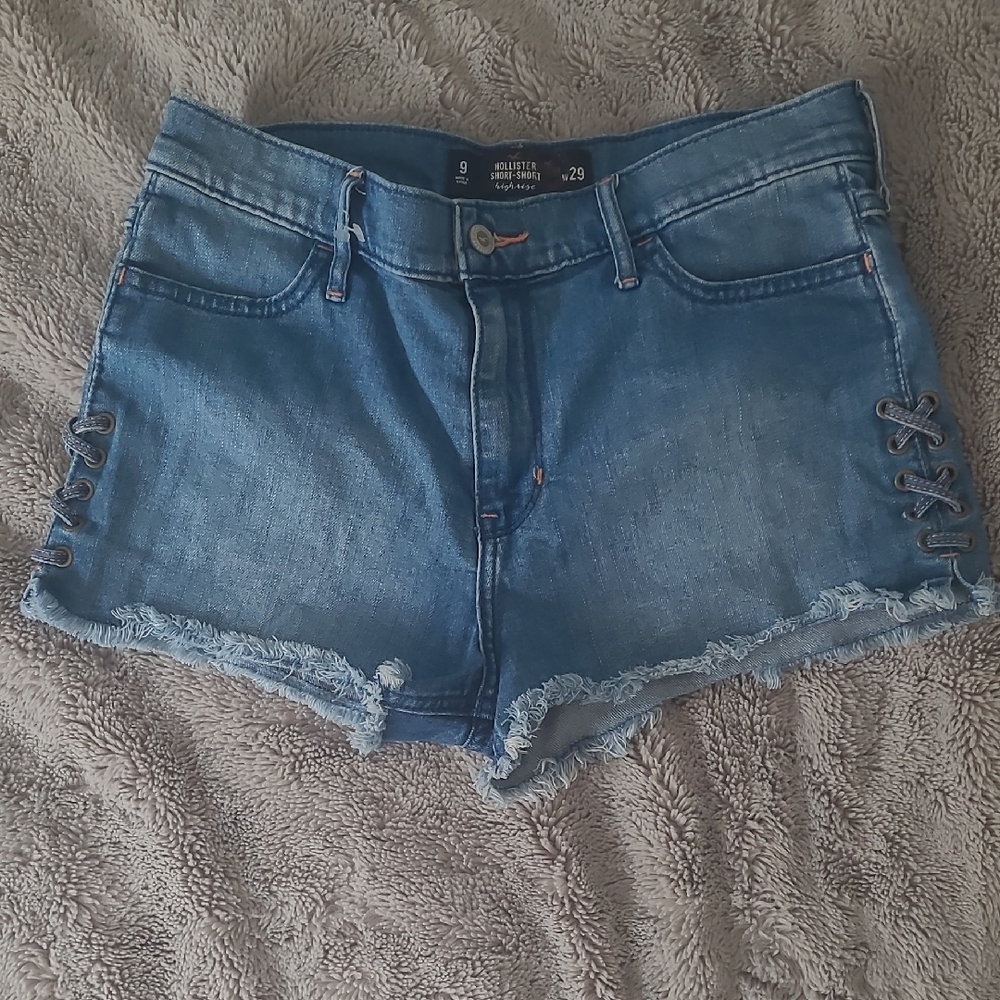 Blue Spice Lace-Up Jean Shorts